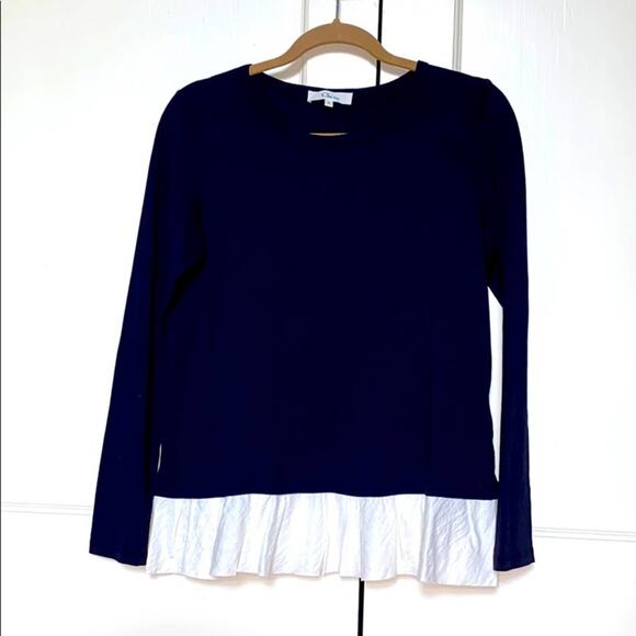 Clu navy L/S  T-shirt w white ruffle - S - Picture 3 of 10